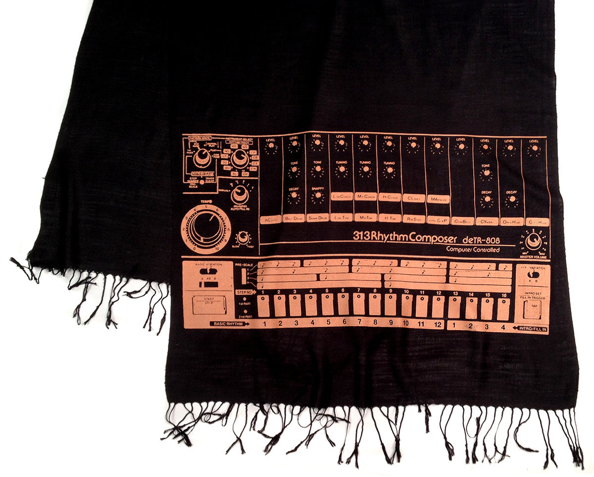 808 Drum Machine scarf, linen-weave pashmina