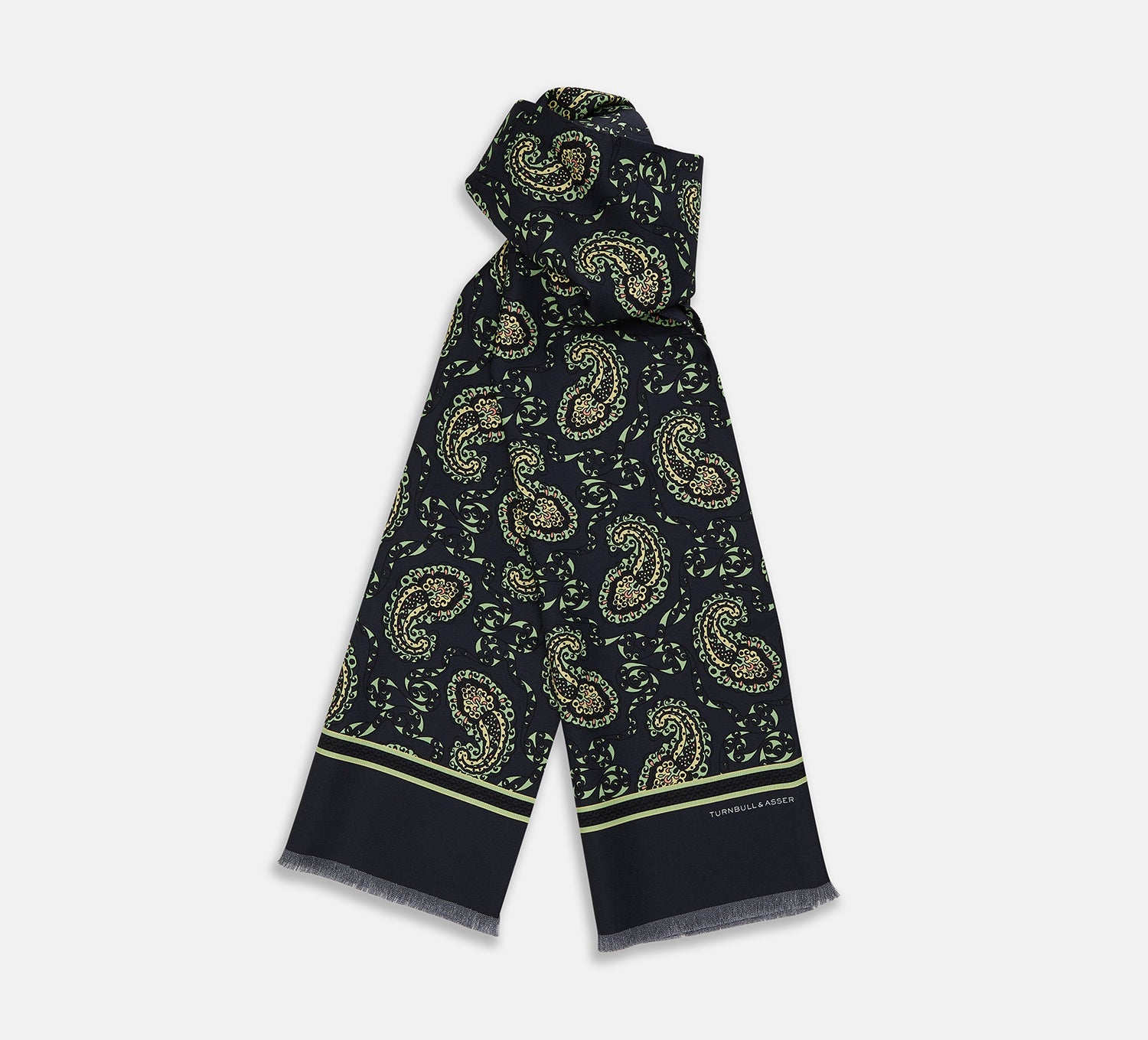 Navy Paisley Silk Lawton Scarf
