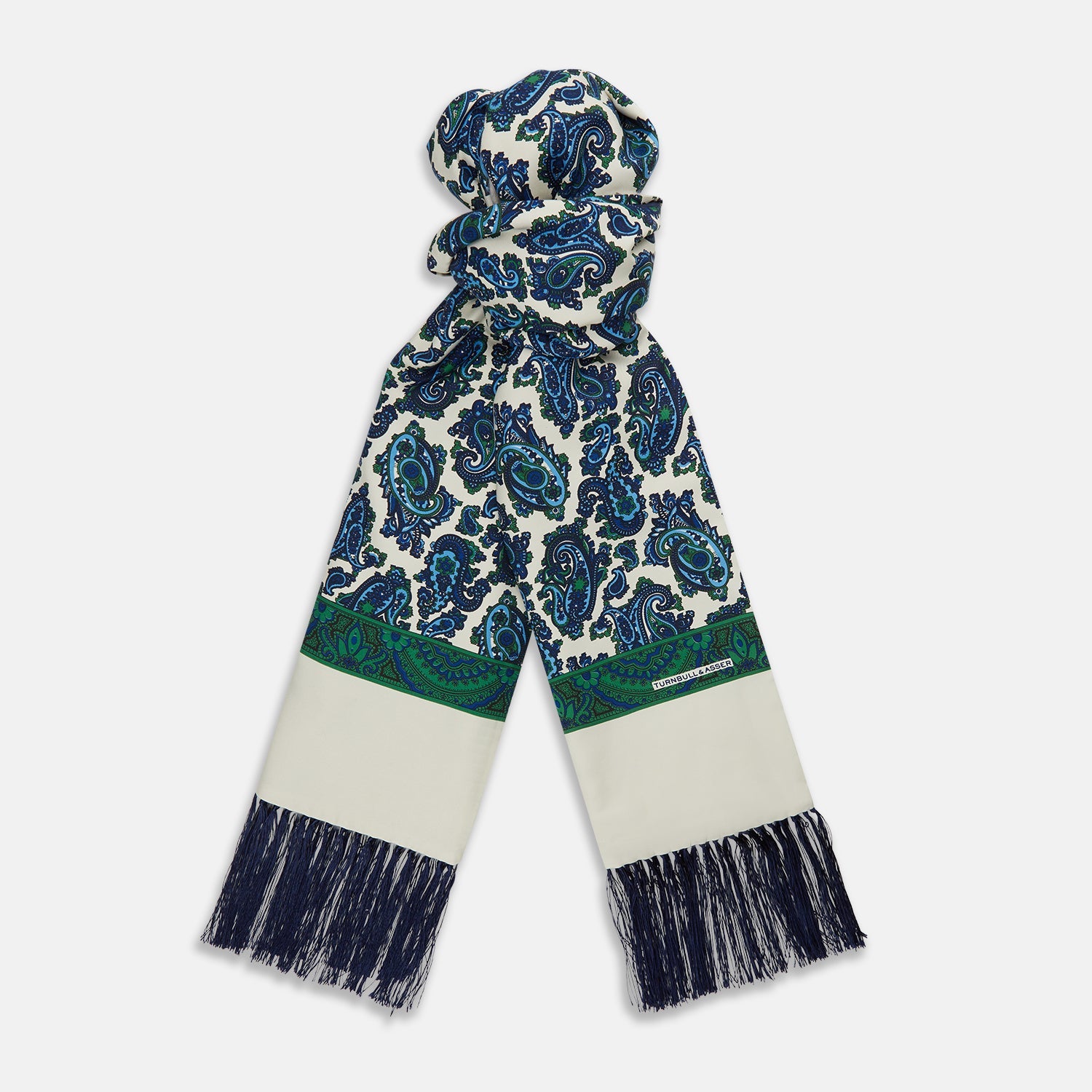 Green and Blue Paisley Silk Scarf