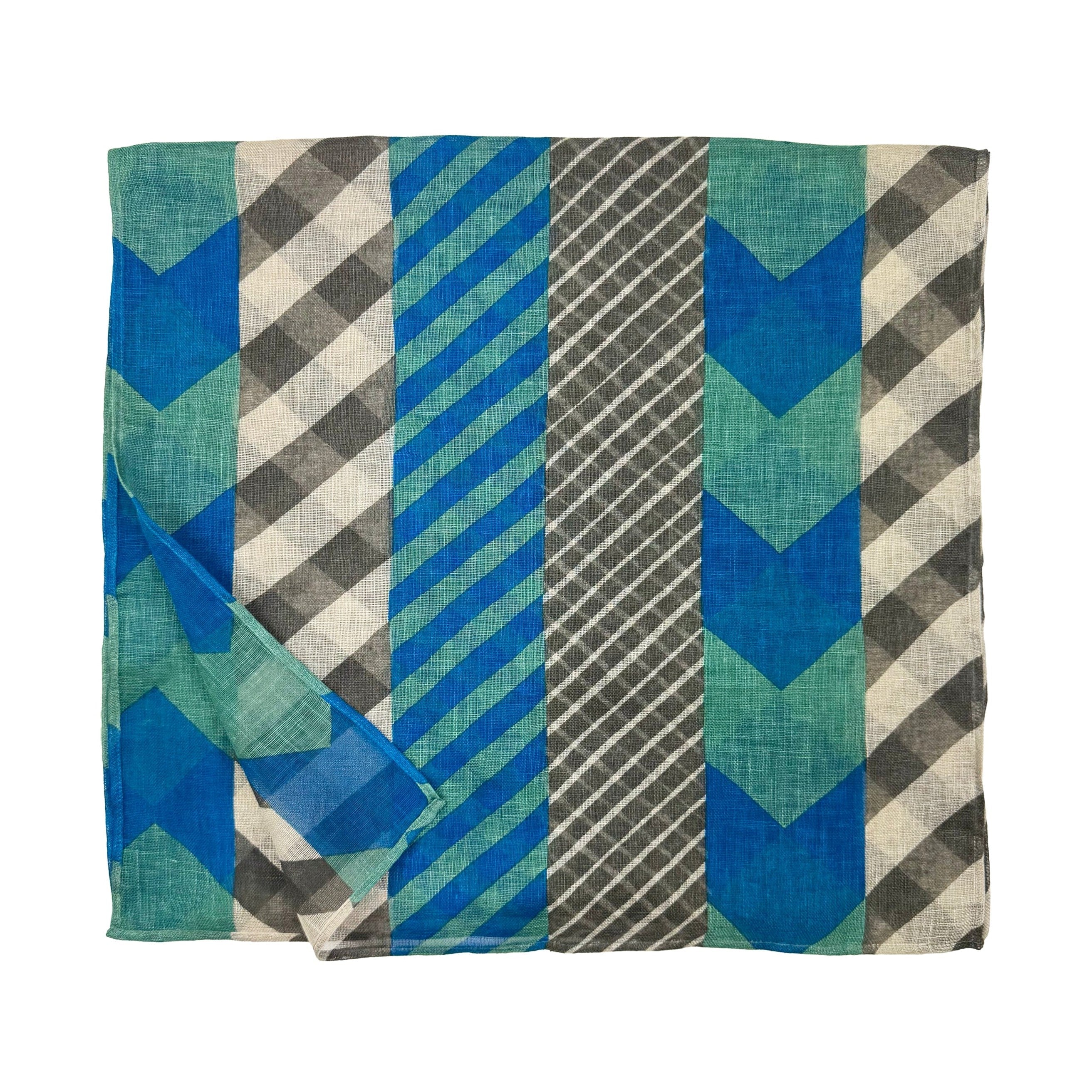 NUNO Scarf: "Lollipop Stripes" (Gray/Blue/Turquoise)