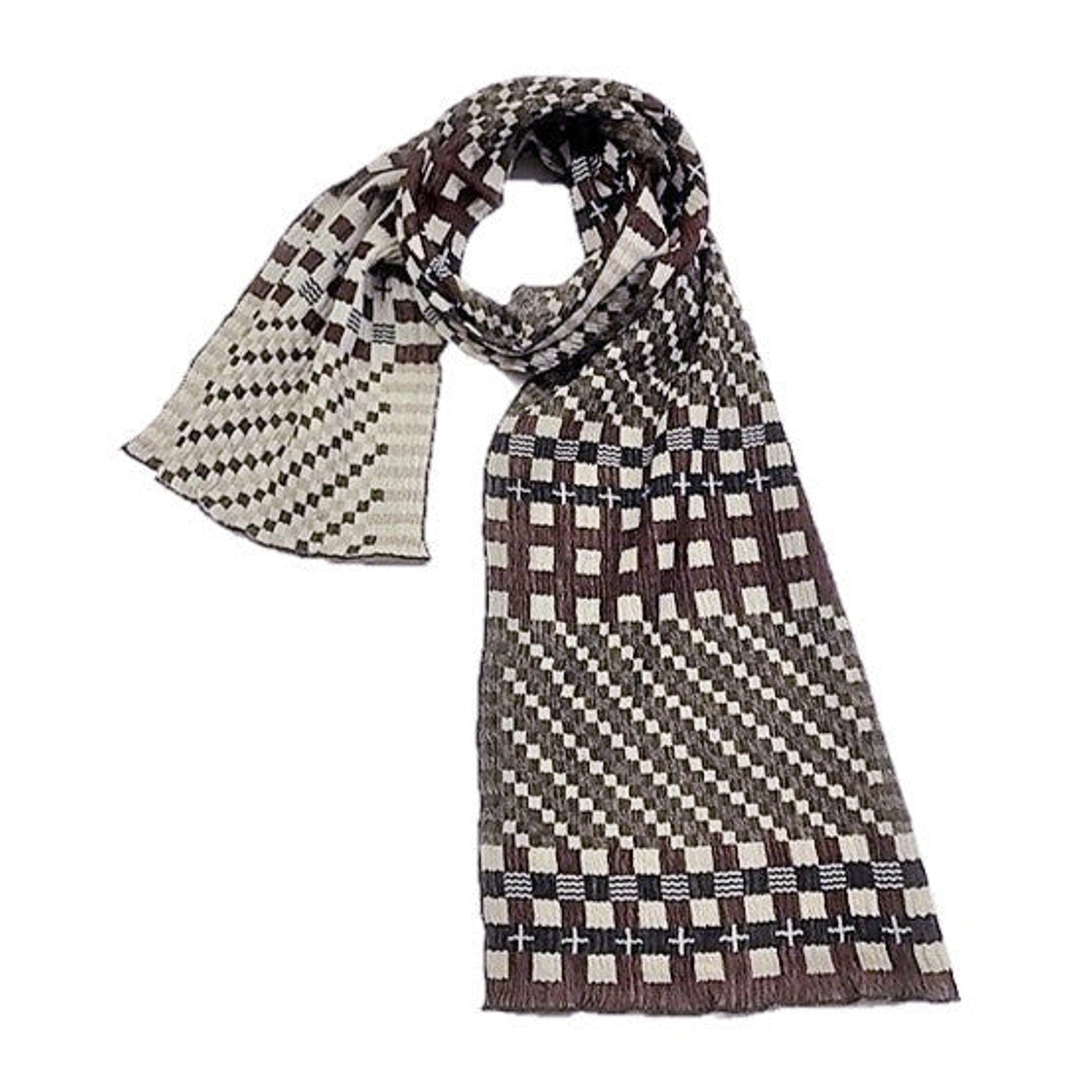NUNO Narrow Shawl: "Tiles" (Brown/Black)