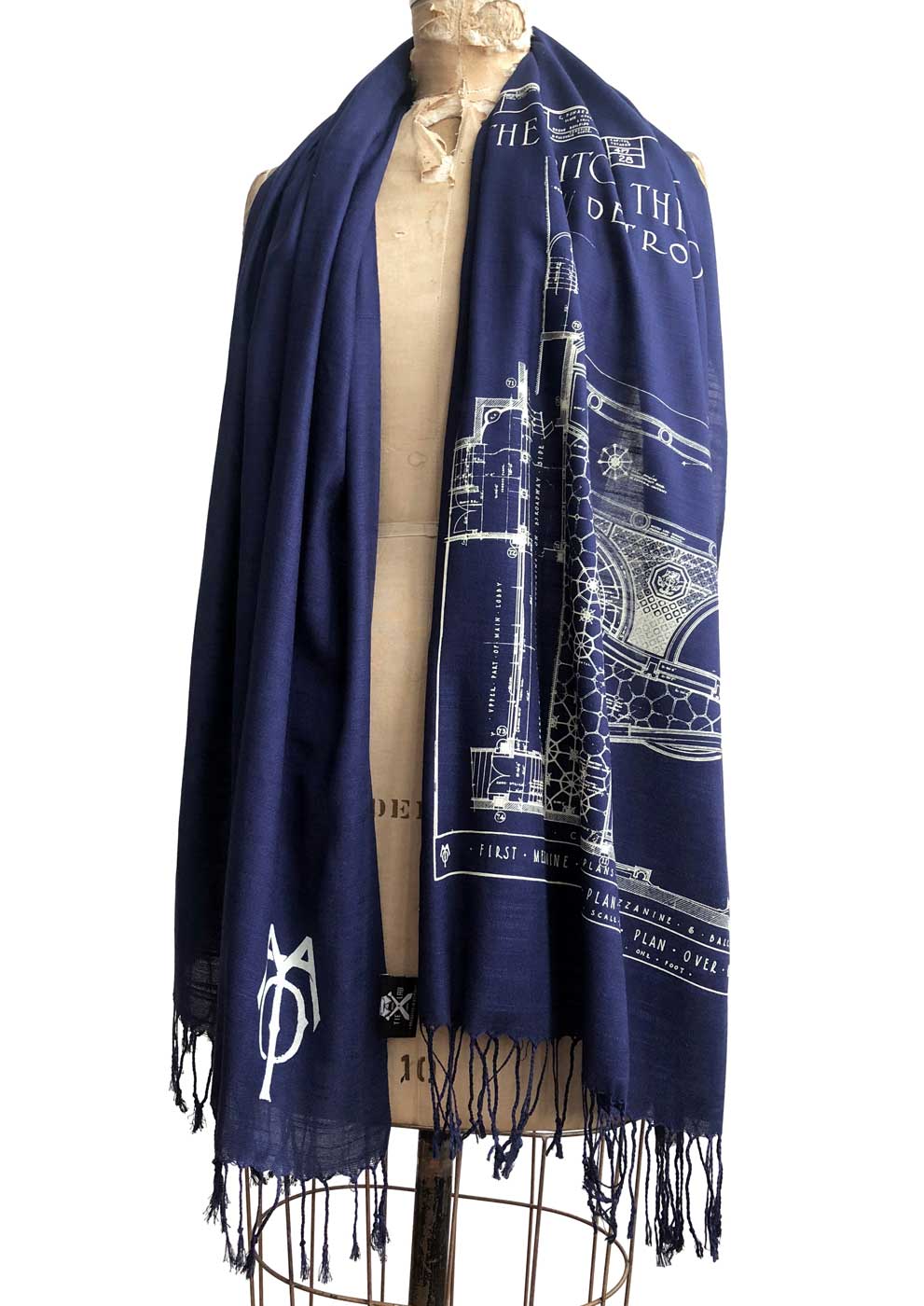 Blueprint Bamboo Scarf. Capitol Theatre, Detroit Opera House Pashmina