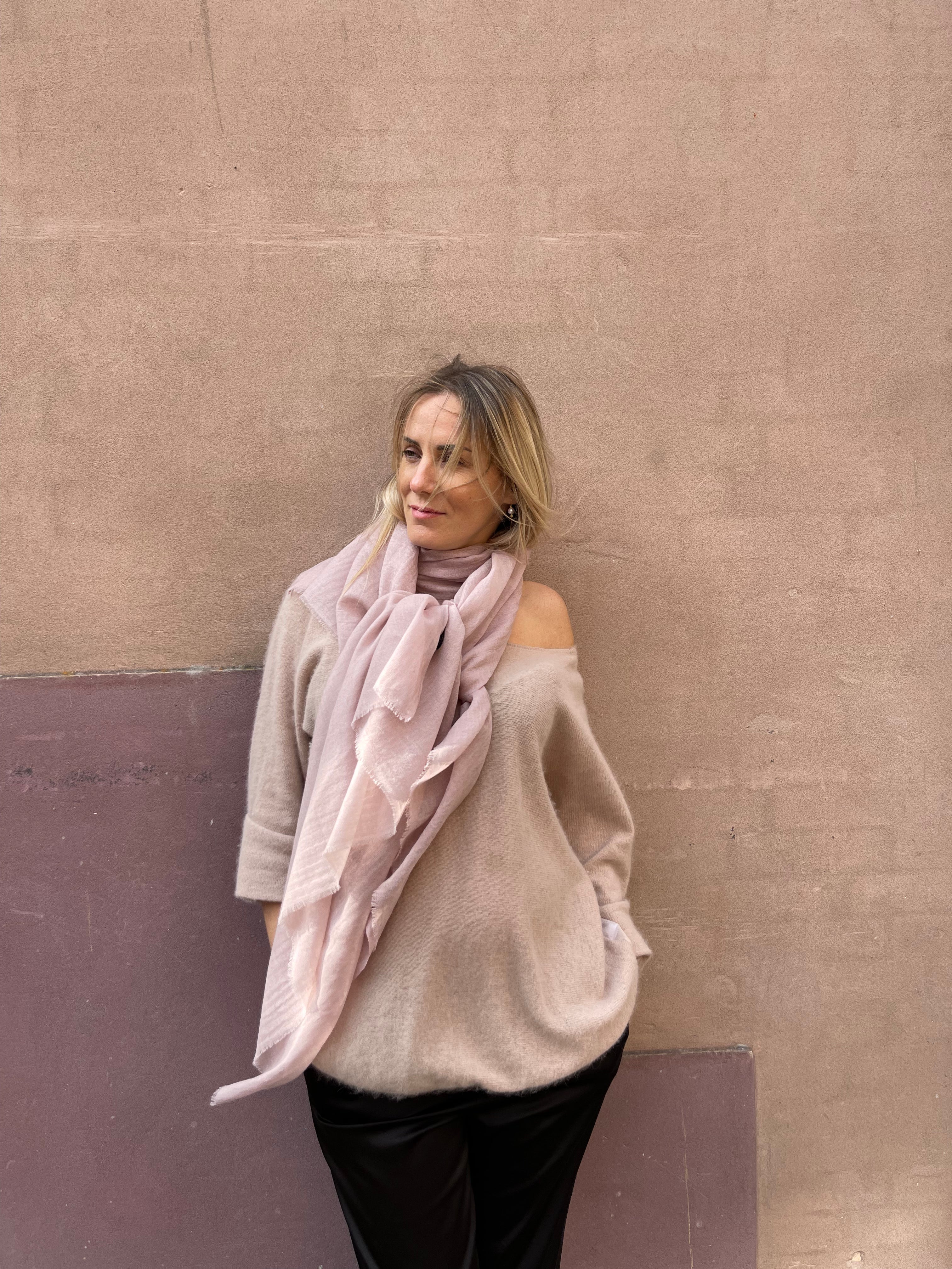 Rene 03 Dressy Rose wool and silk scarf