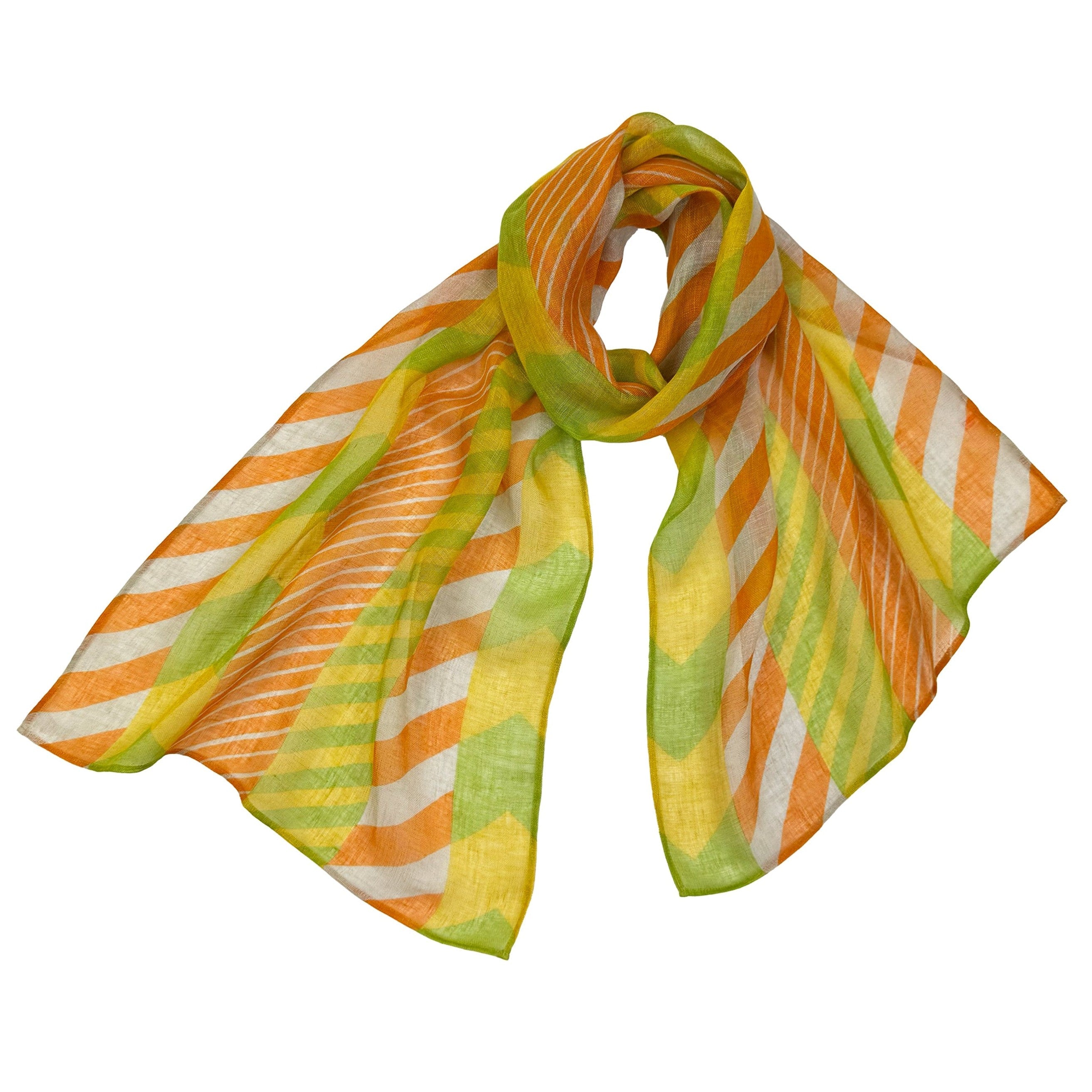 NUNO Scarf: "Lollipop Stripes" (Orange/Yellow/Light Green)