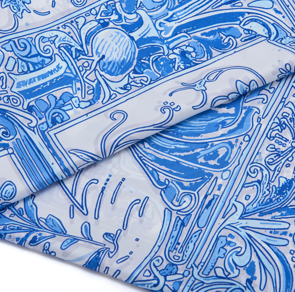 Medieval Letter F White and Light Blue Silk Scarf