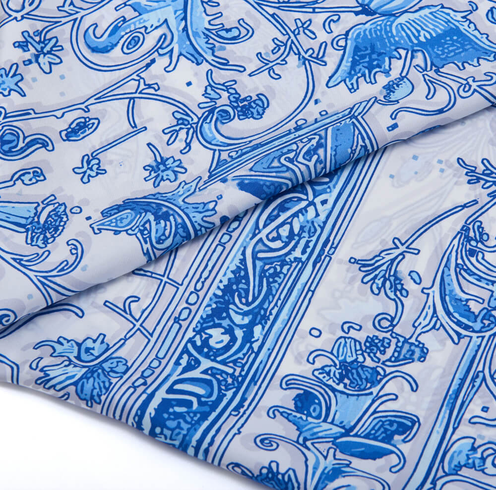 Medieval Letter I White and Light Blue Silk Scarf