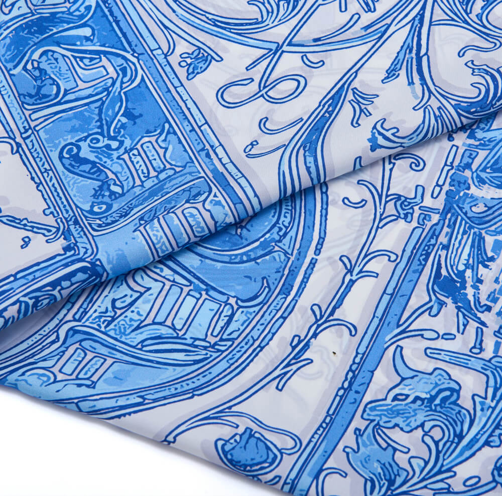 Medieval Letter P White and Light Blue Silk Scarf
