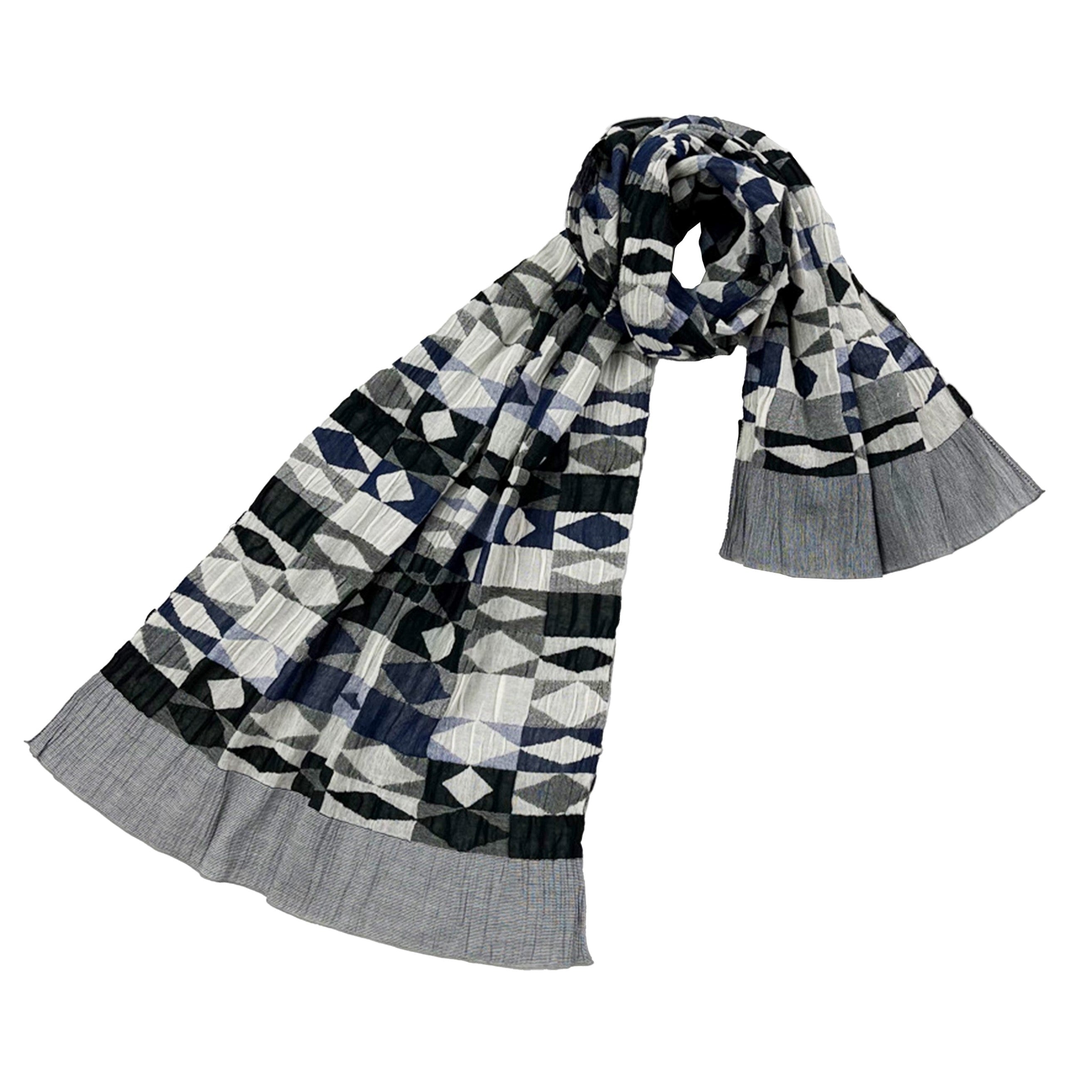 NUNO Oversized Scarf: “Cut Glass” (Blue/White/Black)