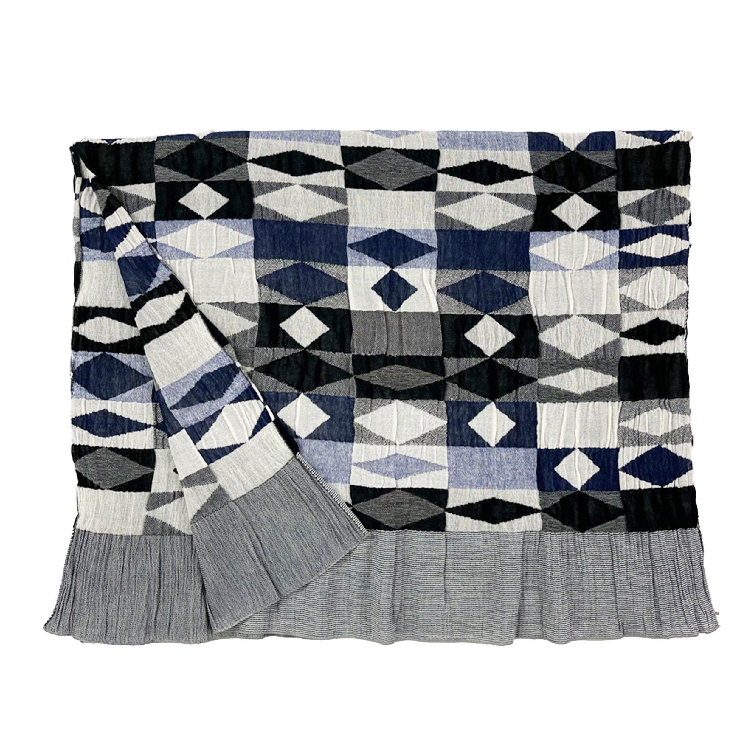 NUNO Oversized Scarf: “Cut Glass” (Blue/White/Black)