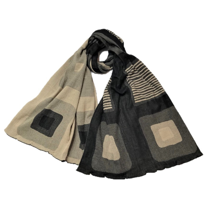 NUNO Oversized Scarf: "Stain" (Beige/Black)