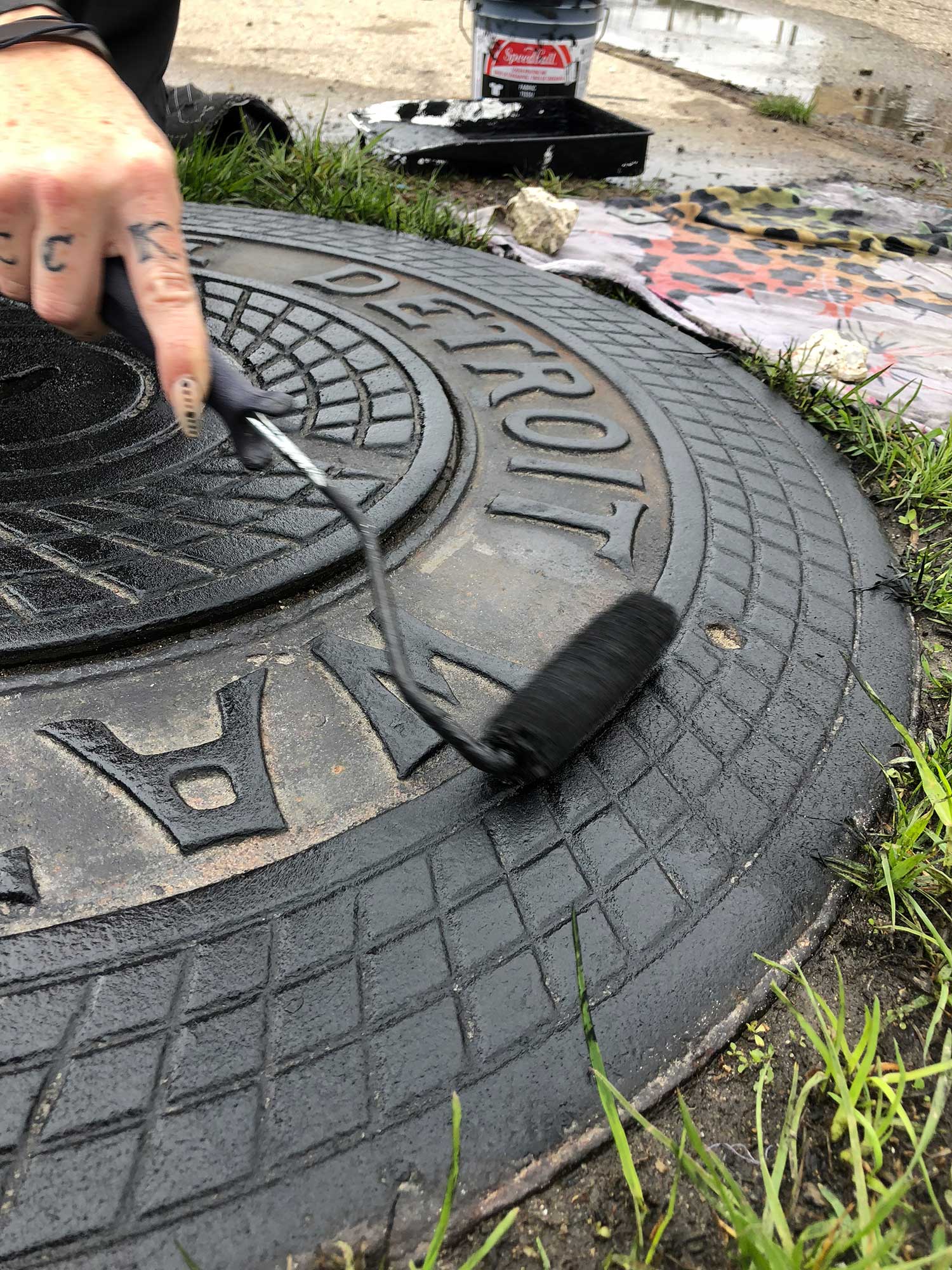 Manhole Cover Print Scarf, Detroit Tire bamboo pashmina