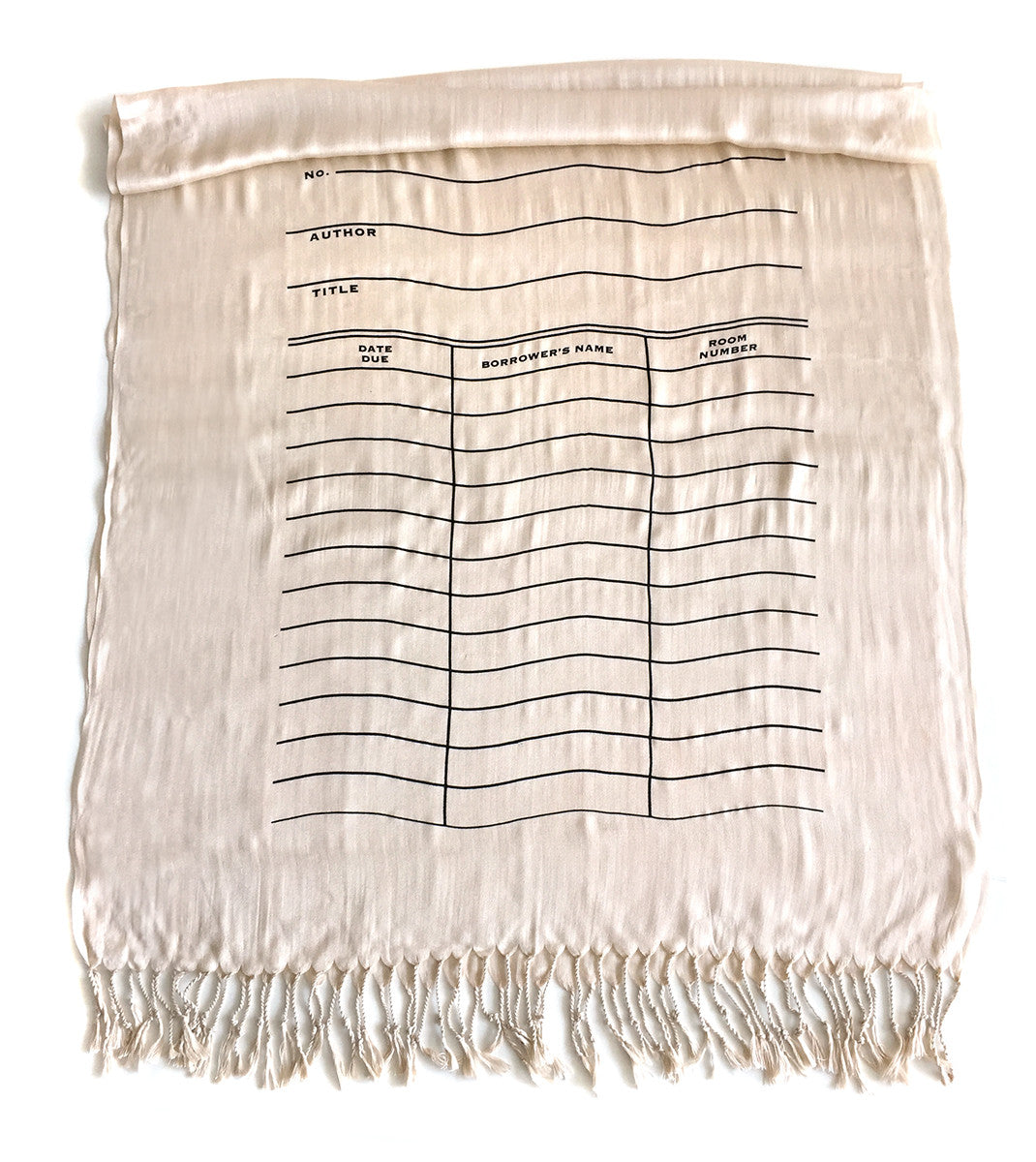 Library Date Due Card Scarf. Luxe weight