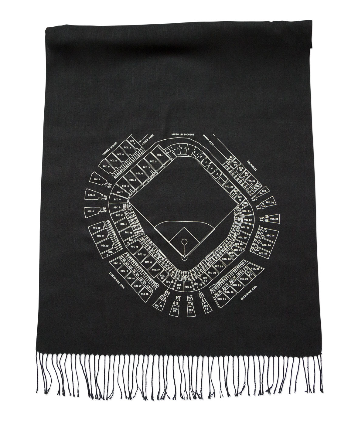 Historyic Tiger Stadium Blueprint Pashmina, Lightweight Scarf, by Cyberoptix