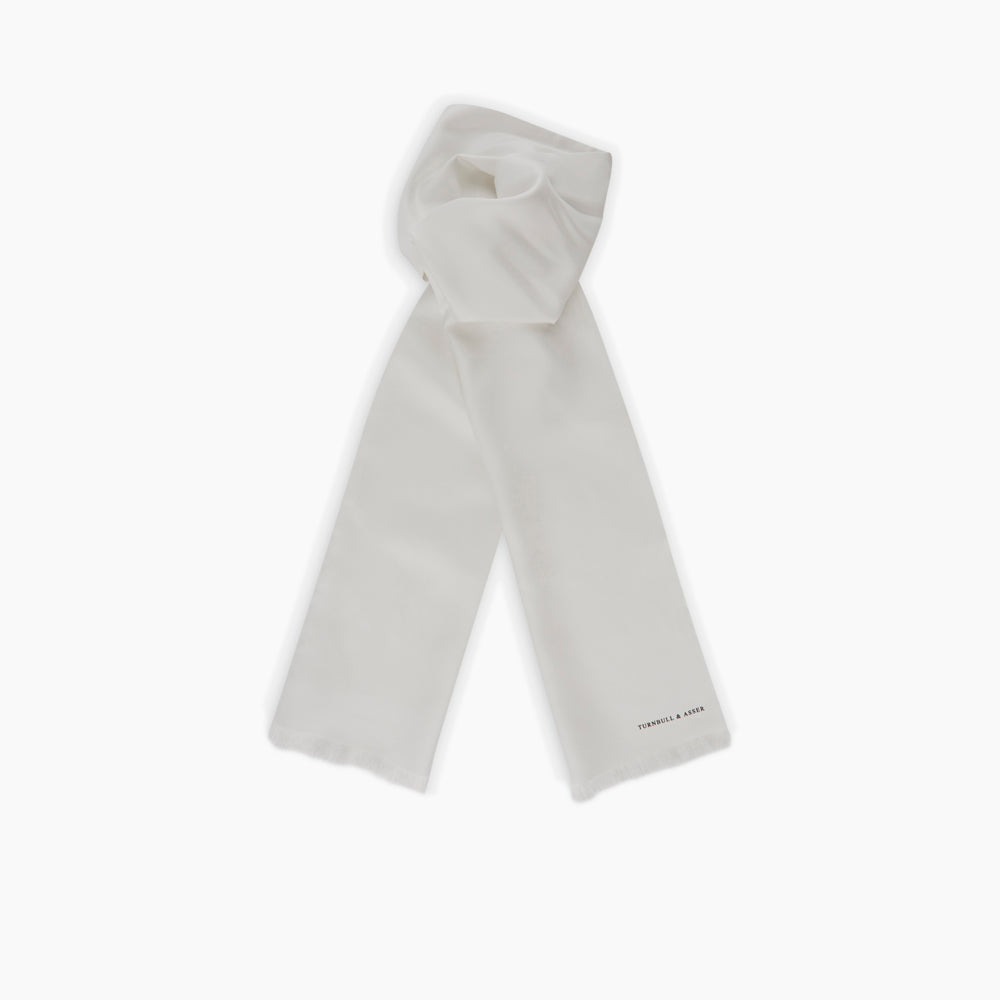 Plain White Silk Scarf