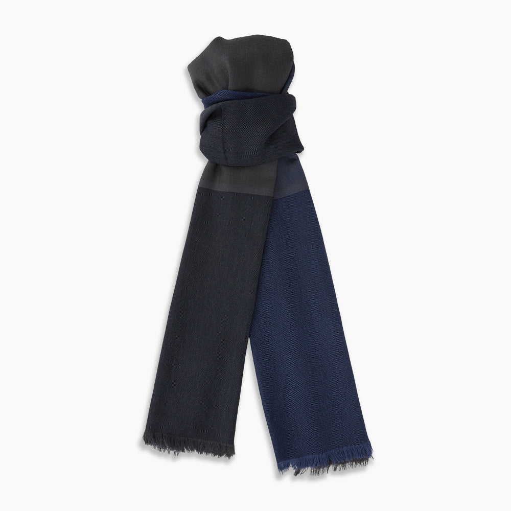 Charcoal and Navy Cashmere Scarf