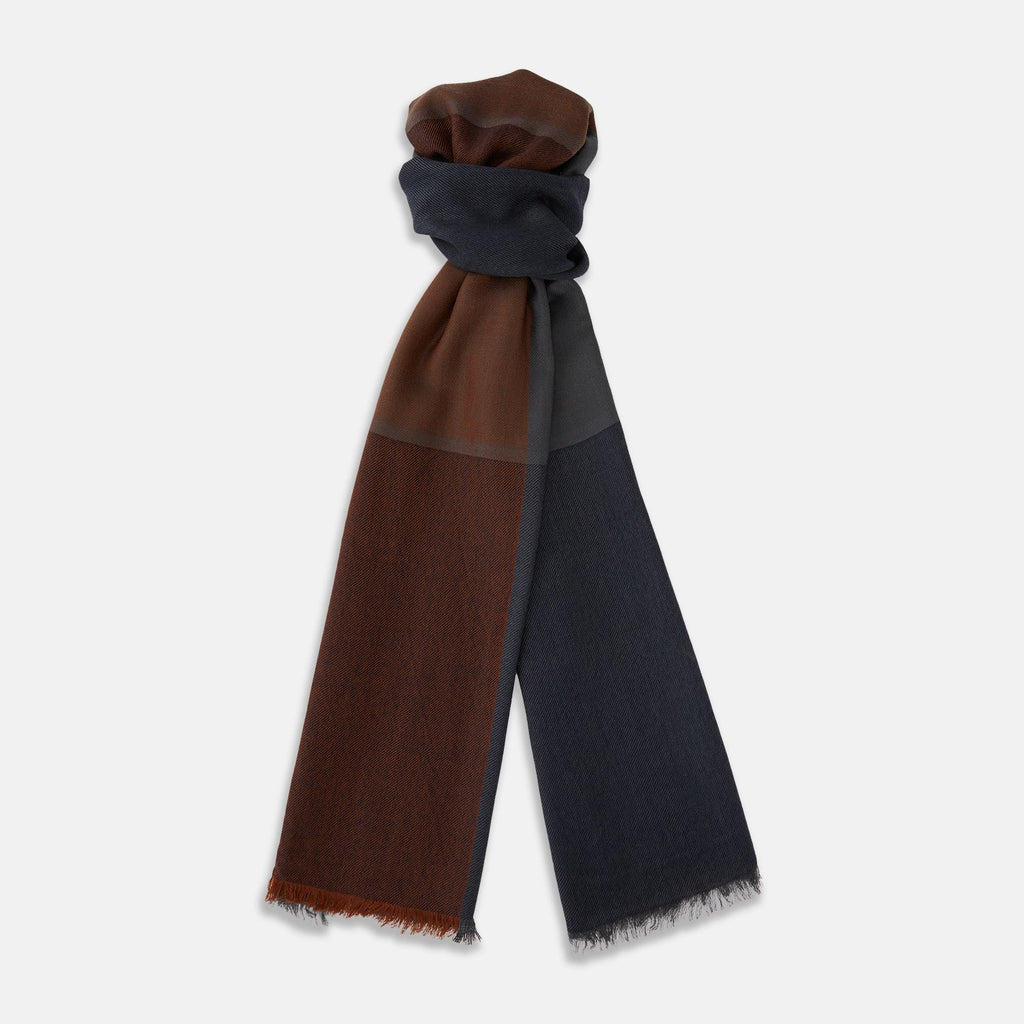Brown and Navy Cashmere Scarf