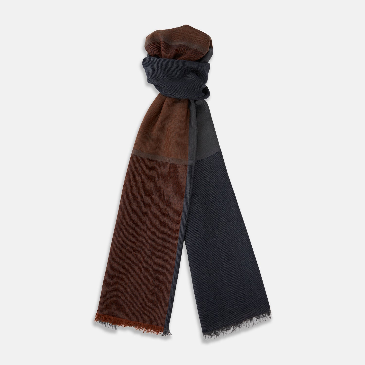 Brown and Navy Cashmere Scarf