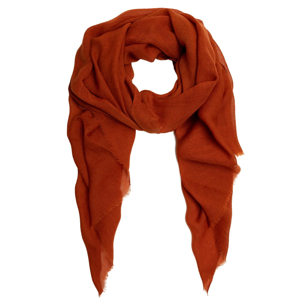 Rene Grande Burnt Orange wool and silk scarf