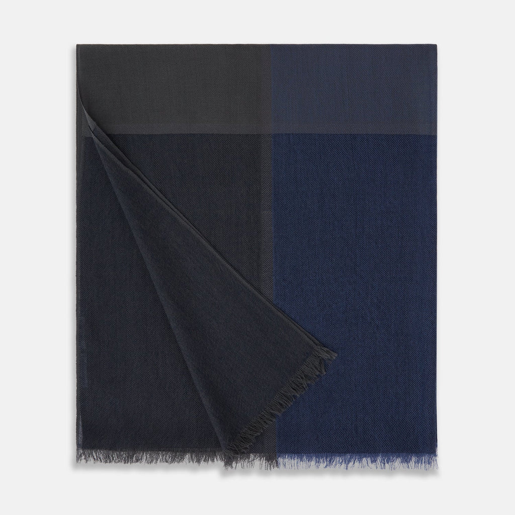 Charcoal and Navy Cashmere Scarf