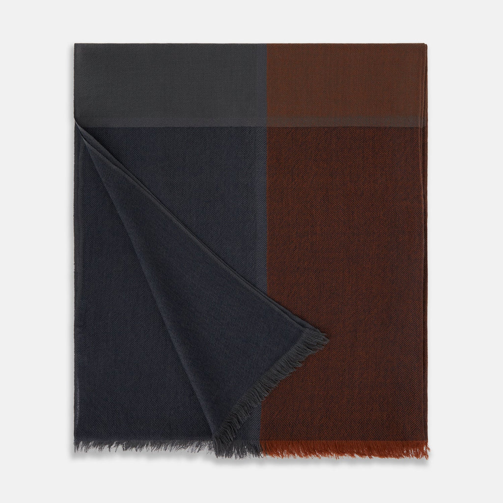 Brown and Navy Cashmere Scarf