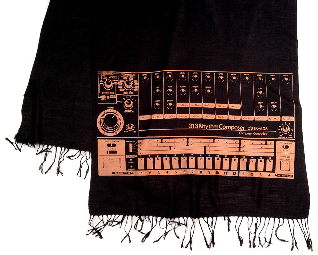808 Drum Machine scarf, linen-weave pashmina