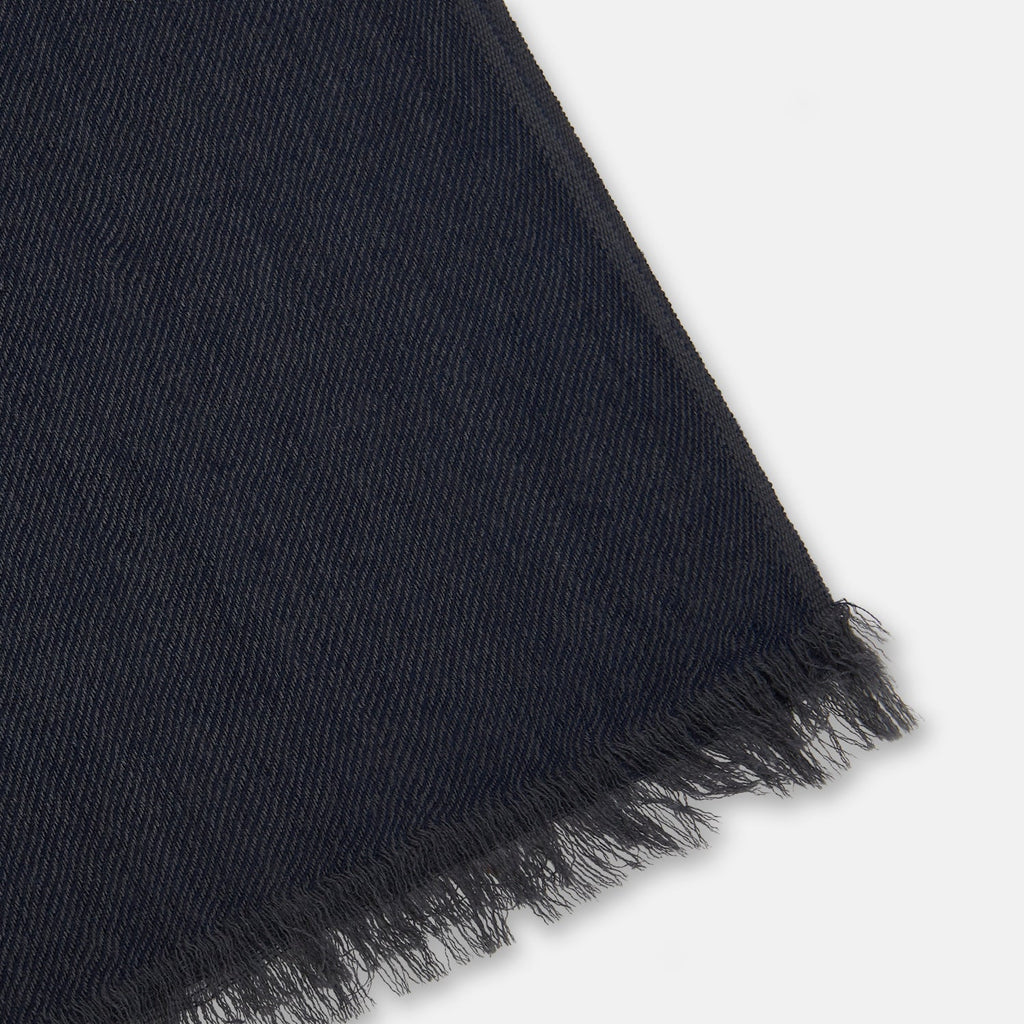 Charcoal and Navy Cashmere Scarf