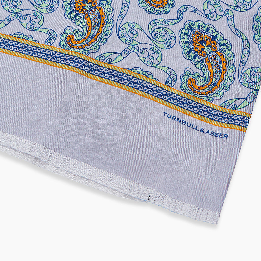 Light Blue Paisley Silk Lawton Scarf
