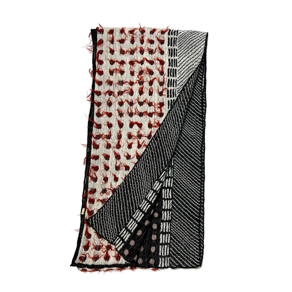 NUNO Narrow Shawl: "Lentils" (Rust/White/Black)