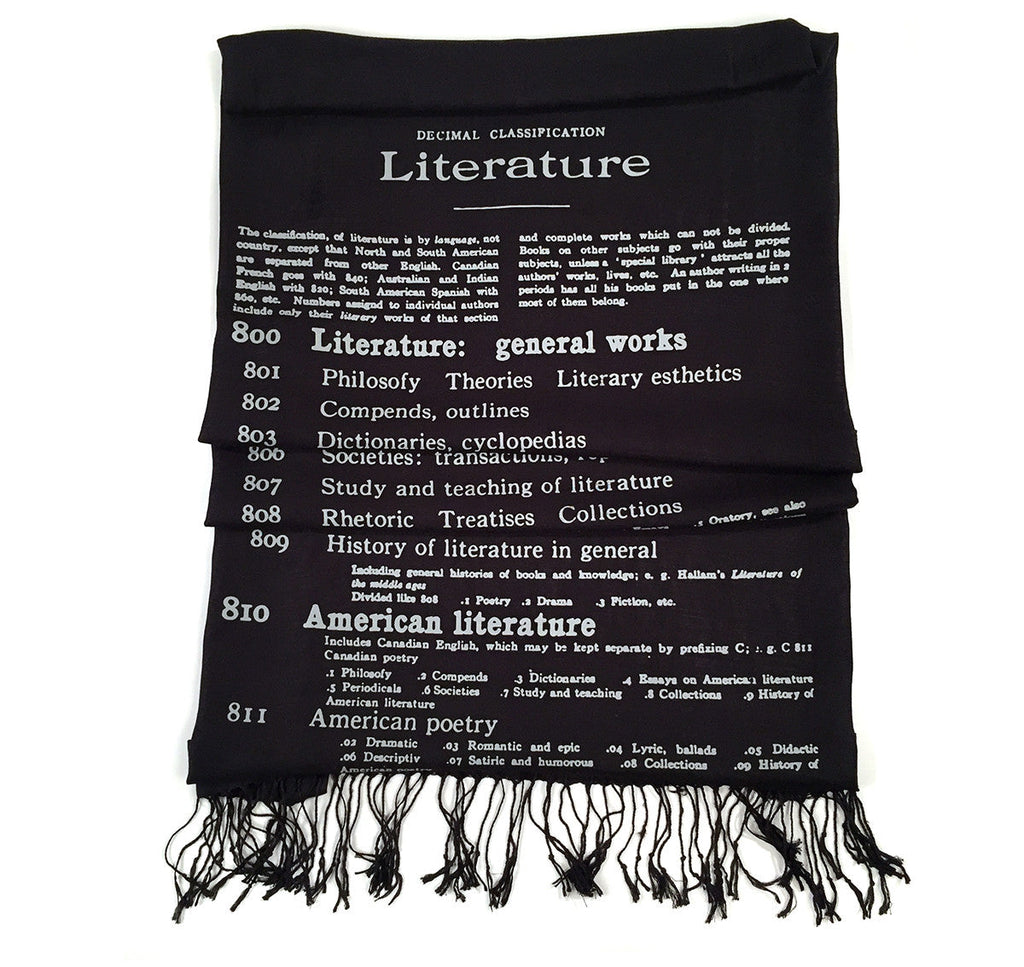Dewey Decimal Literary linen weave pashmina scarf
