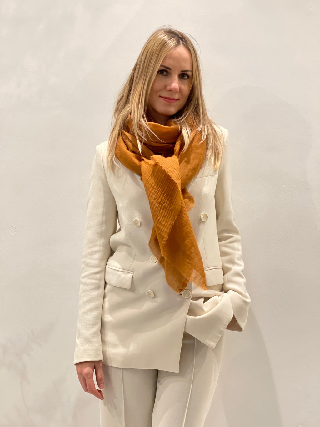 Rene Grande Amber silk blend scarf