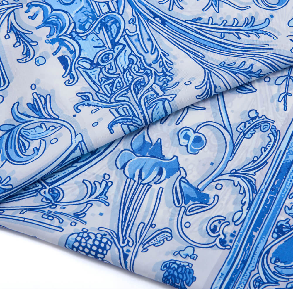 Medieval Letter B White and Light Blue Silk Scarf