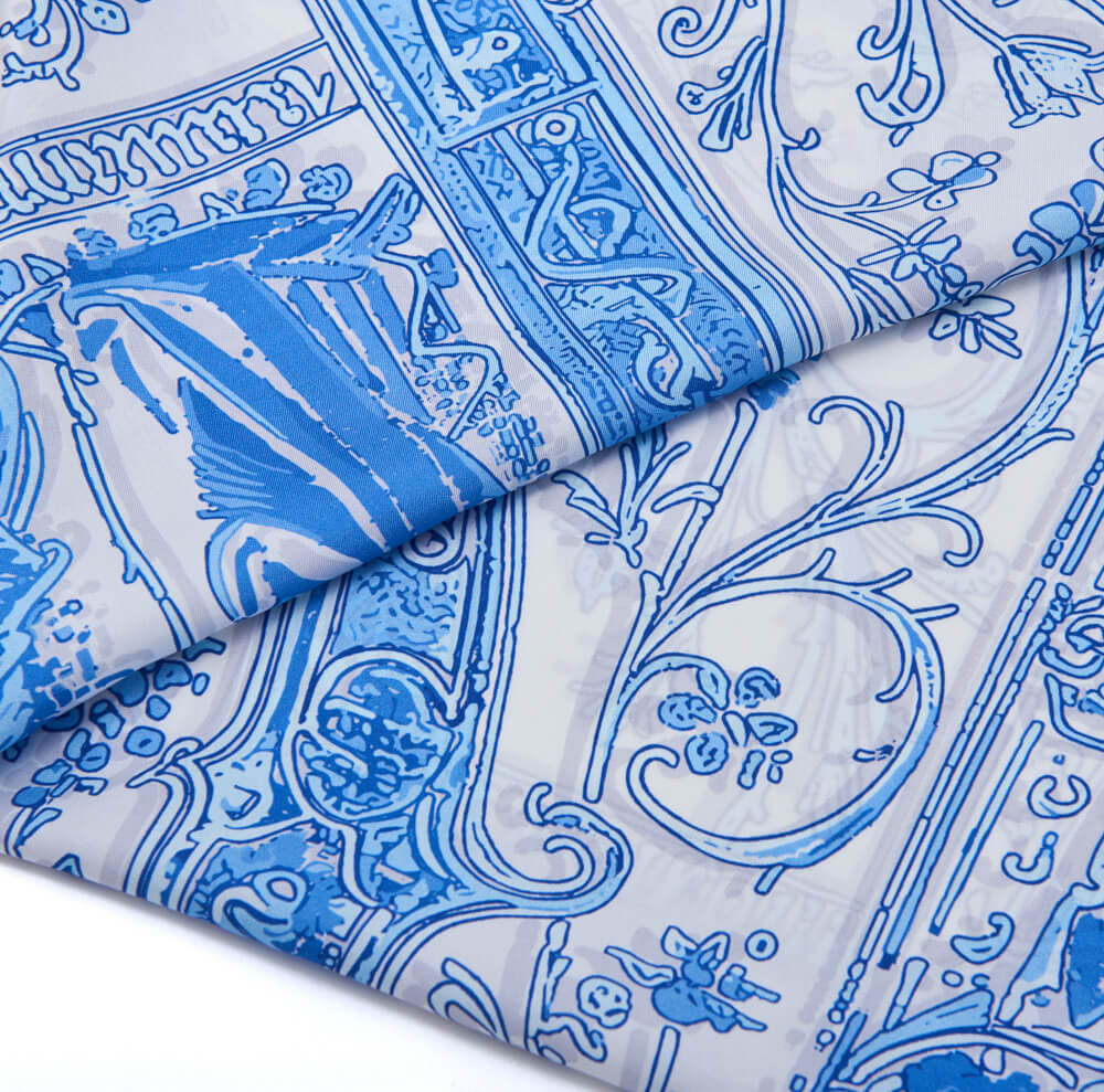 Medieval Letter D White and Light Blue Silk Scarf