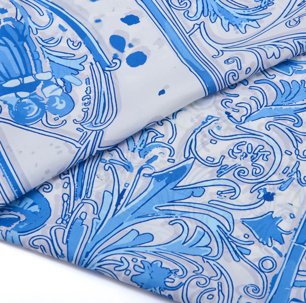 Medieval Letter E White and Light Blue Silk Scarf