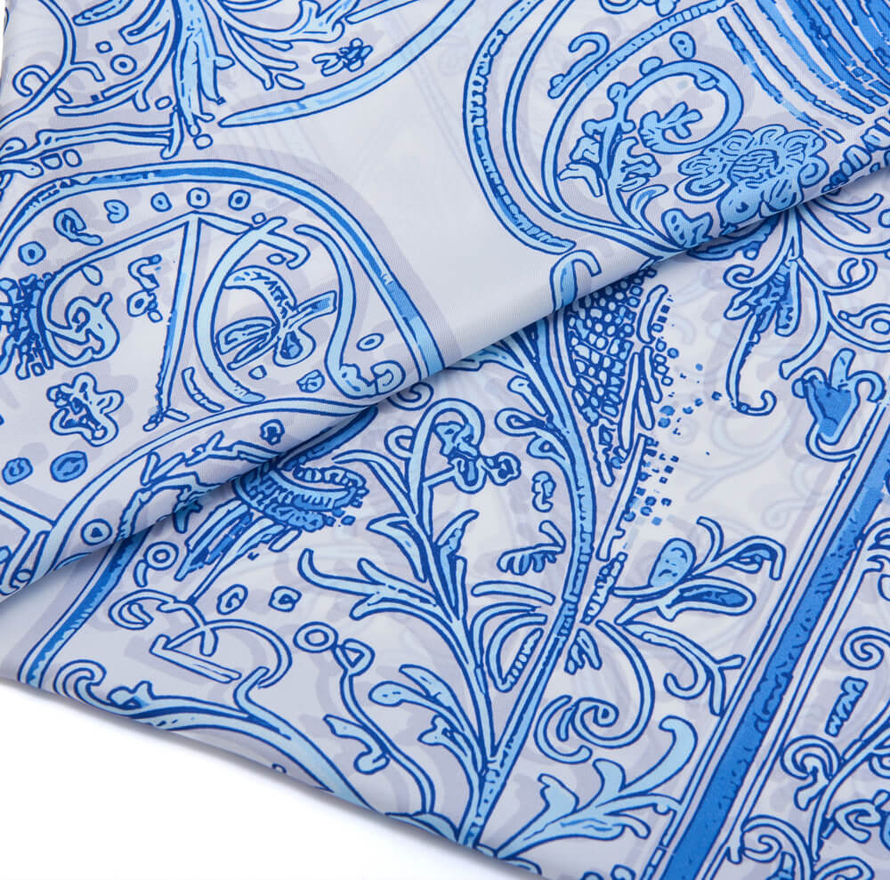 Medieval Letter H White and Light Blue Silk Scarf