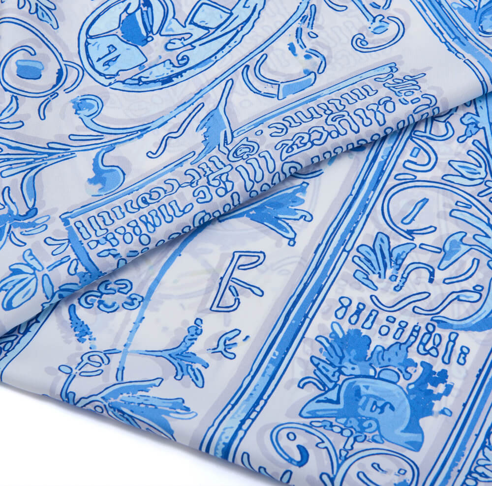 Medieval Letter J White and Light Blue Silk Scarf