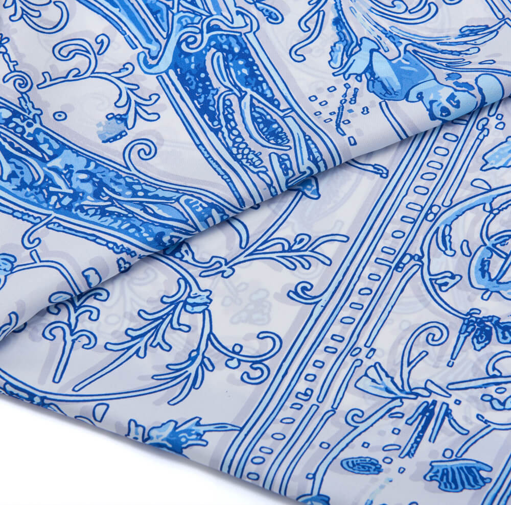 Medieval Letter K White and Light Blue Silk Scarf