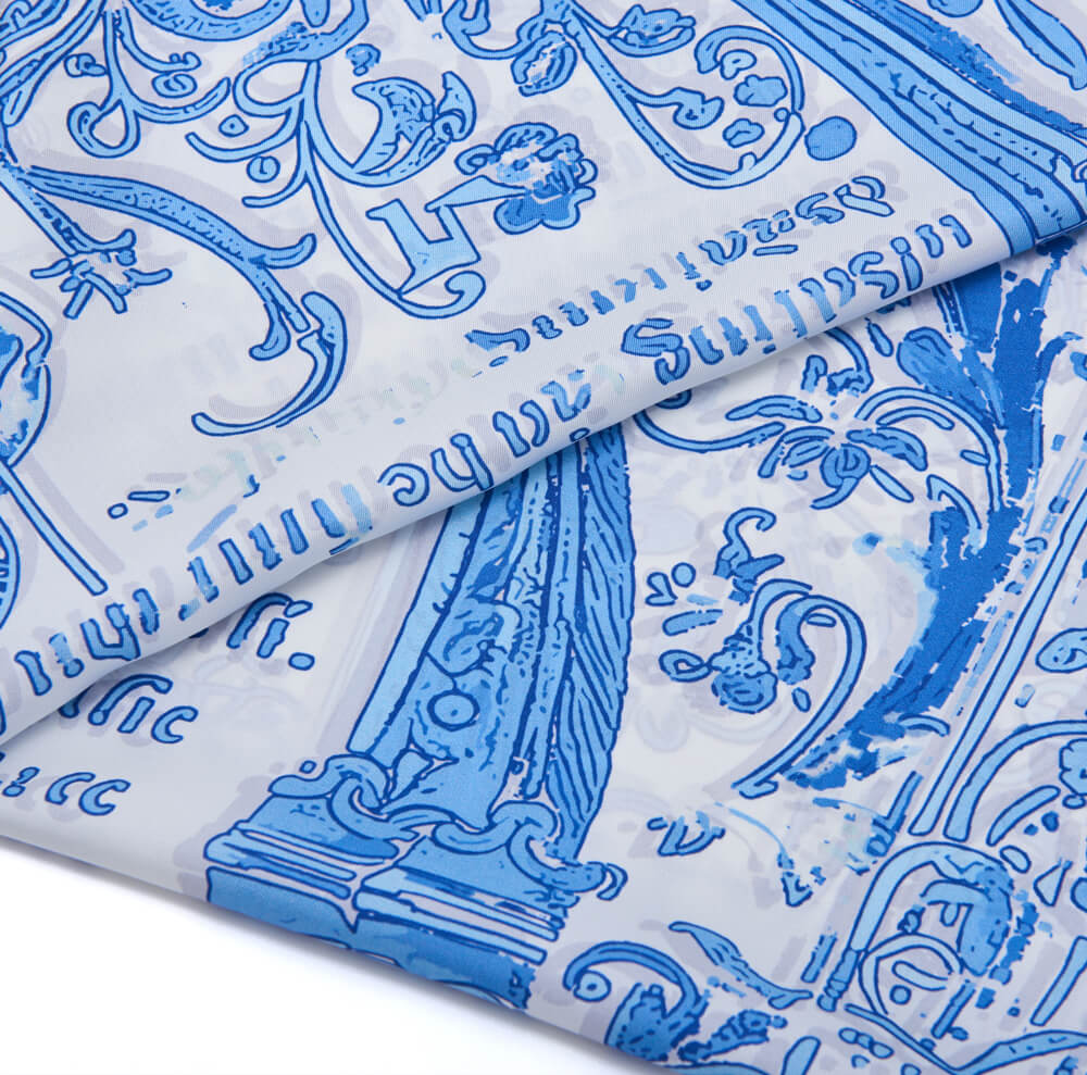 Medieval Letter O White and Light Blue Silk Scarf