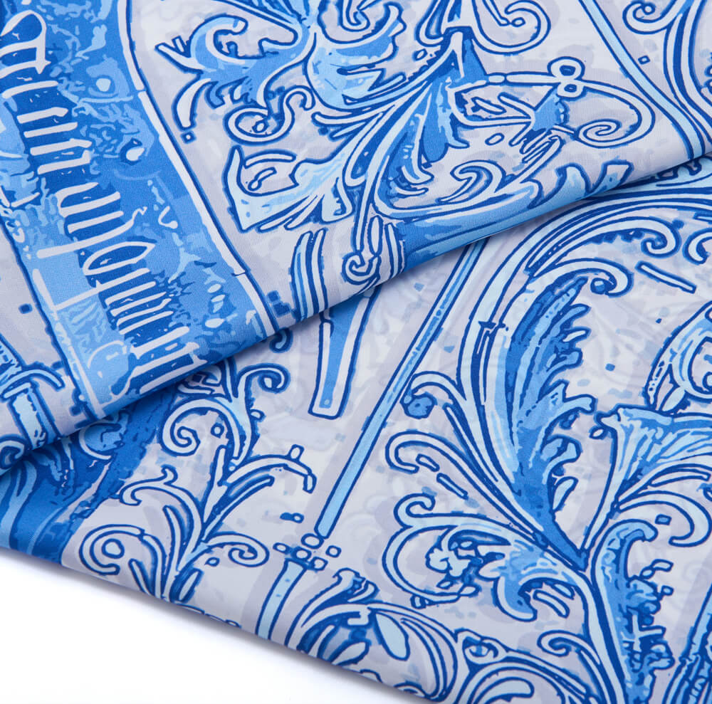 Medieval Letter T White and Light Blue Silk Scarf