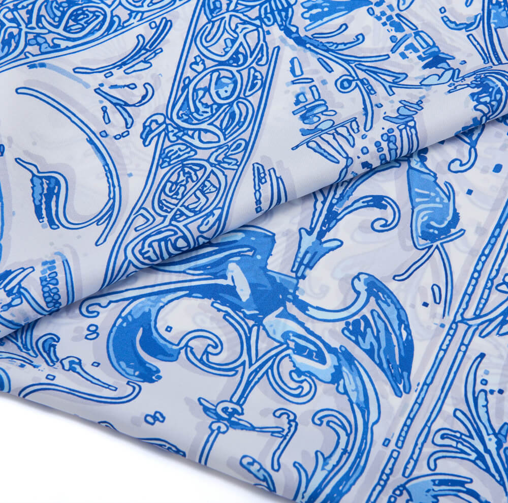 Medieval Letter Z White and Light Blue Silk Scarf