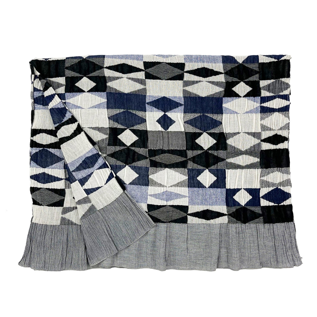 NUNO Oversized Scarf: “Cut Glass” (Blue/White/Black)