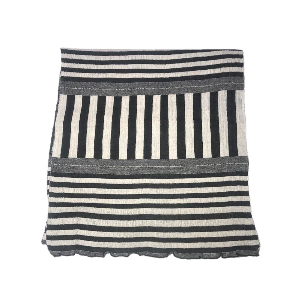 NUNO Oversized Scarf: "Stripy Stripe" (White/Black, Wide)