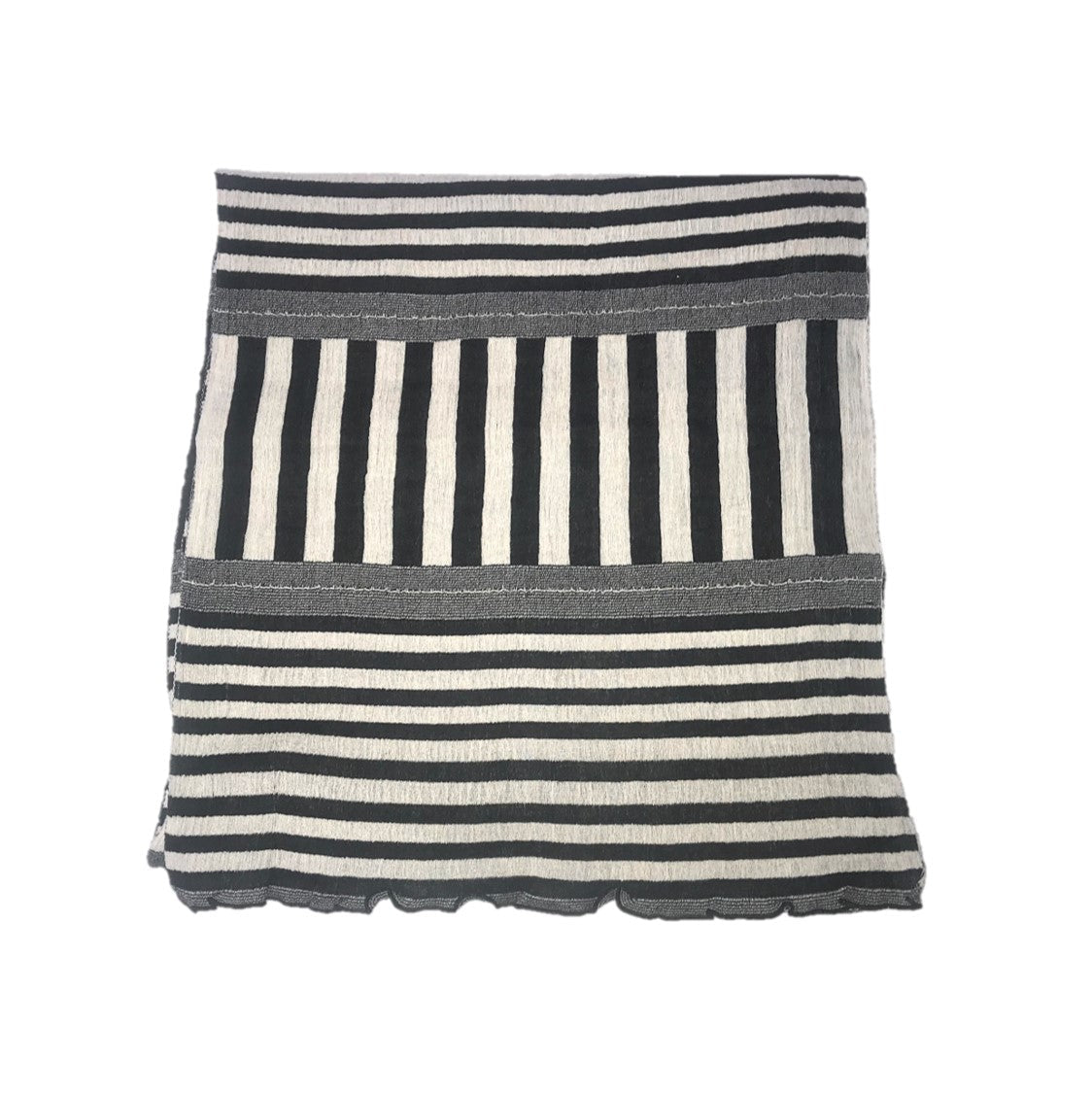 NUNO Oversized Scarf: "Stripy Stripe" (White/Black, Wide)