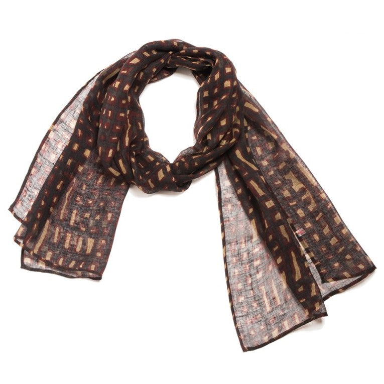 NUNO Scarf: "Brushstrokes" (Brown/Burgundy)