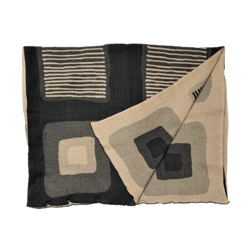 NUNO Oversized Scarf: "Stain" (Beige/Black)