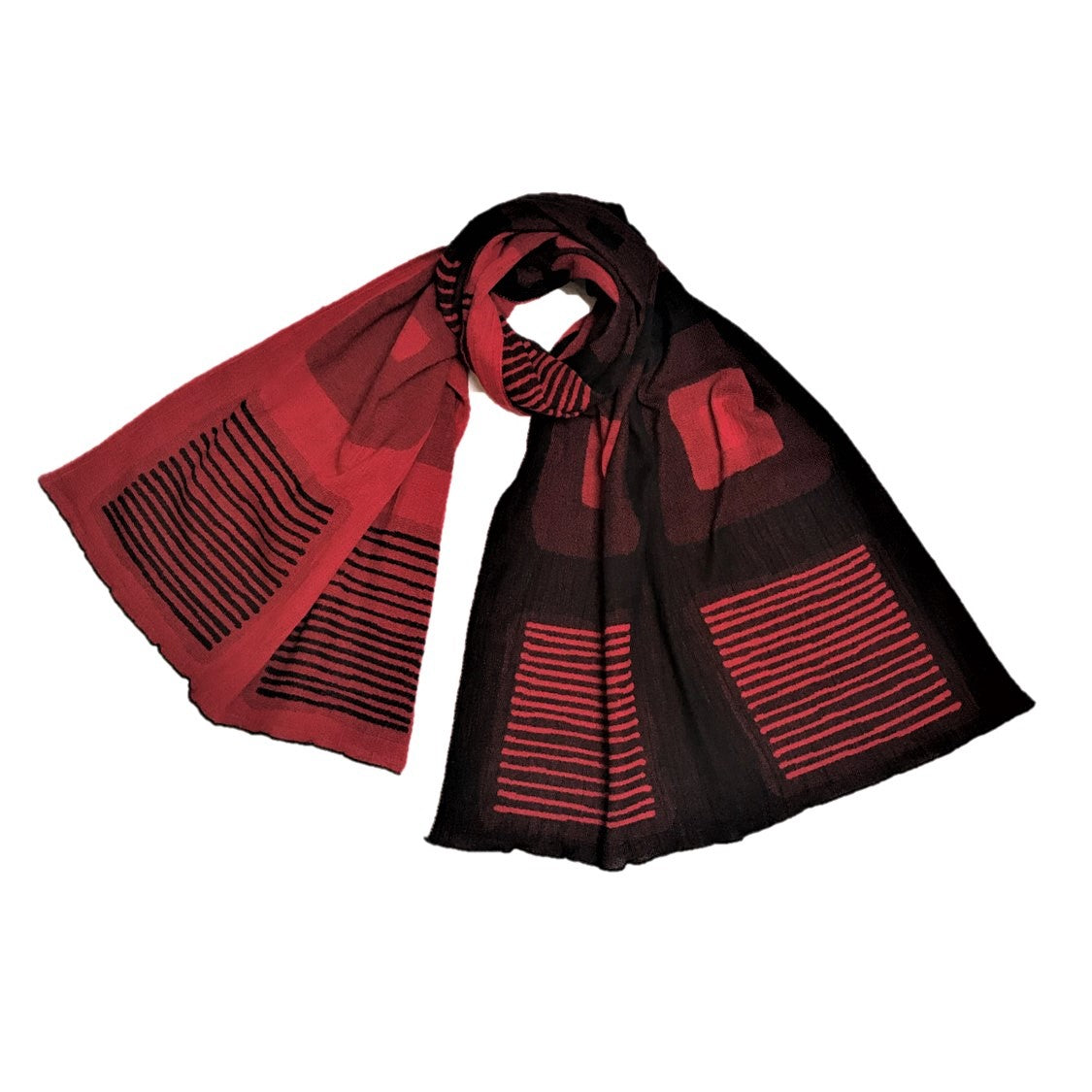 NUNO Oversized Scarf: "Stain" (Red/Black)