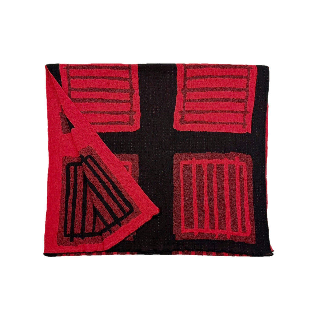 NUNO Oversized Scarf: "Warps and Wefts" (Red/Black)