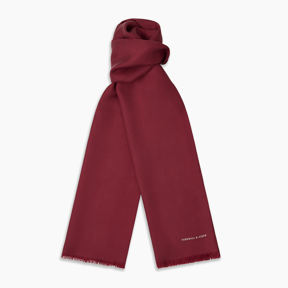 Plain Wine Silk Scarf