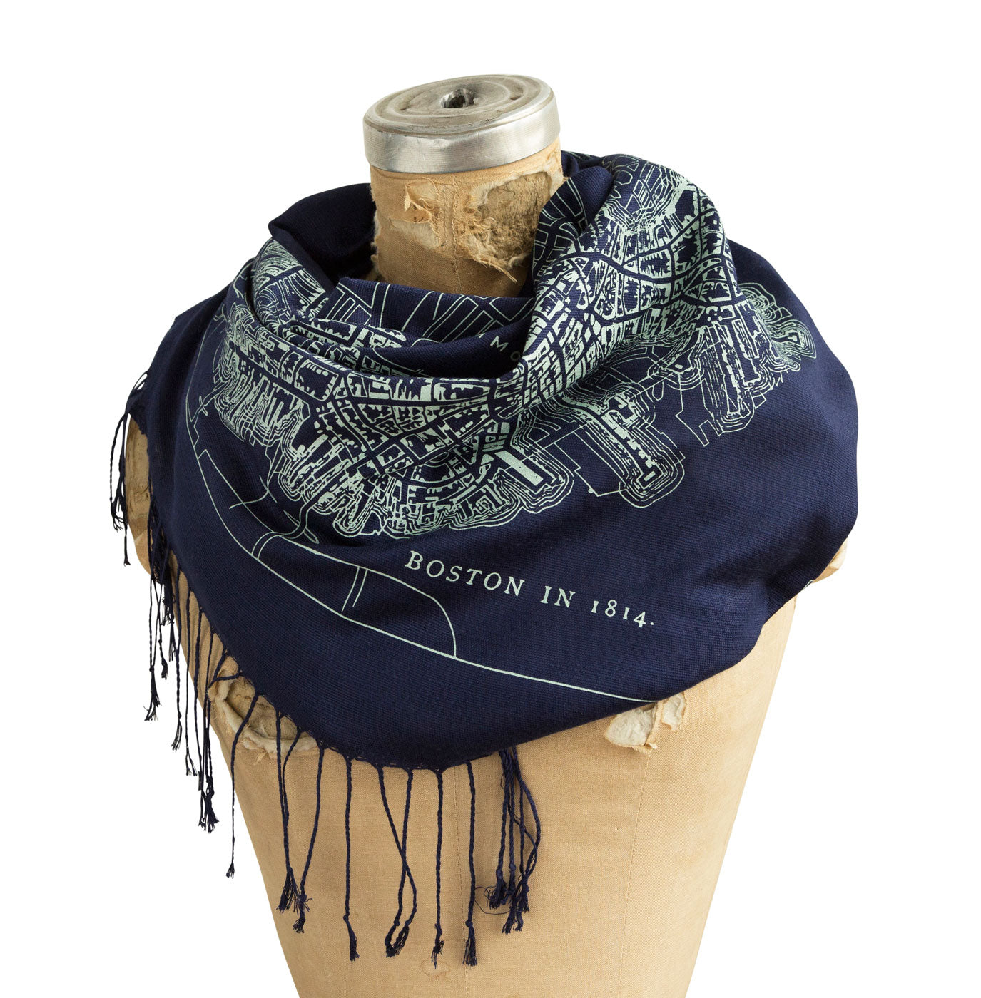 Boston Map Scarf, 1814 Vintage Map Bamboo Pashmina