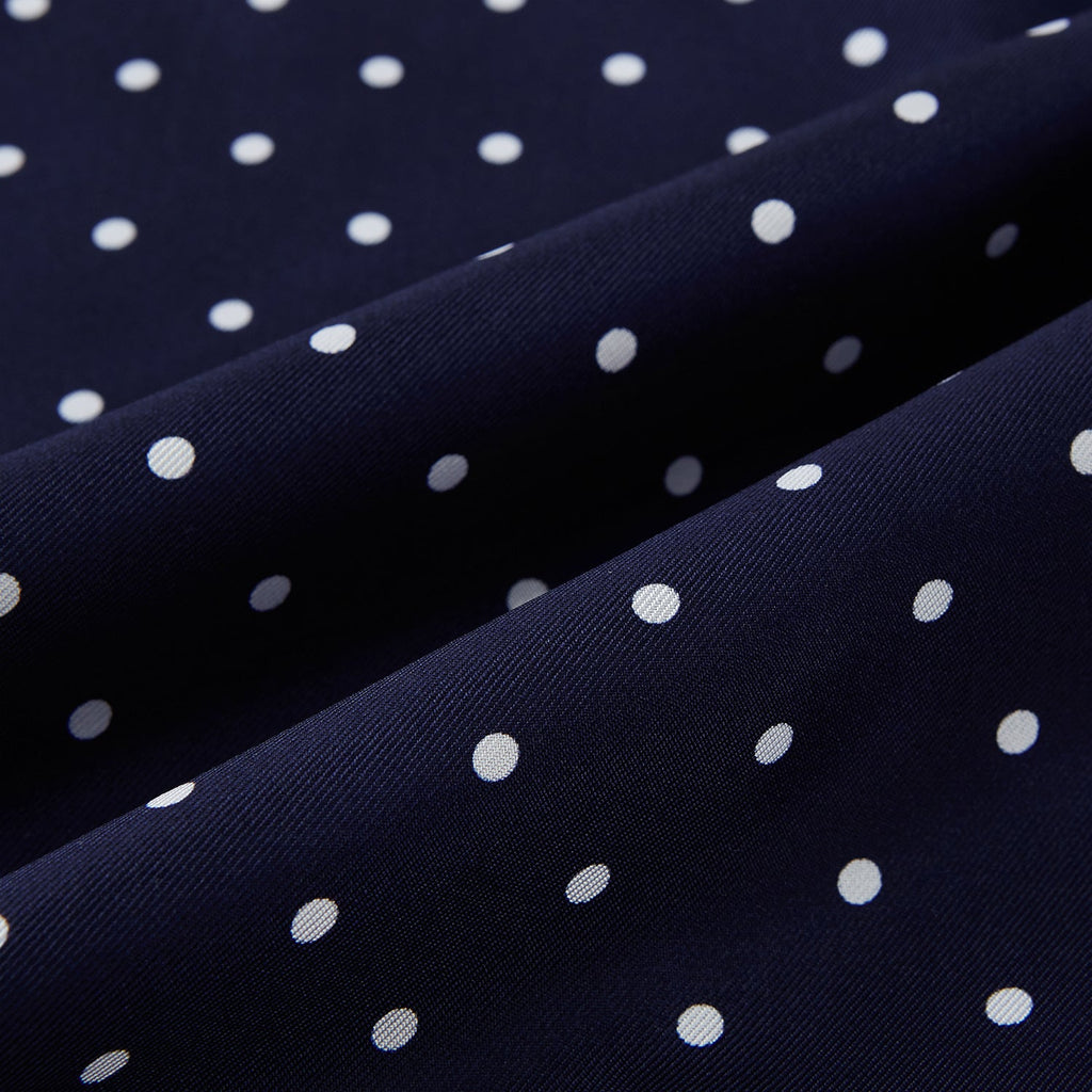 Navy and White Spotted Silk Scarf