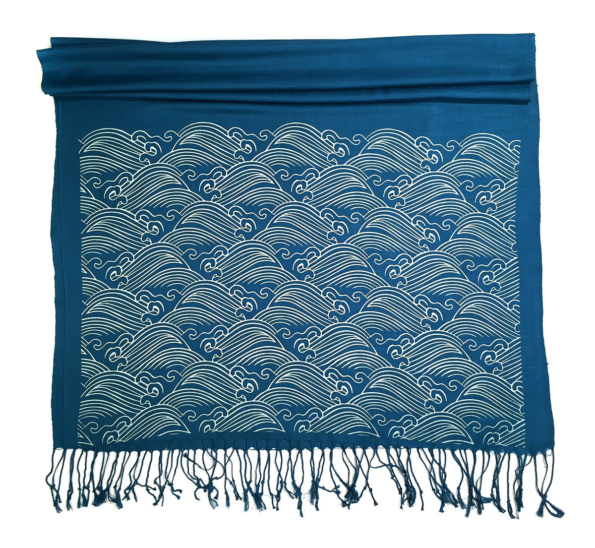 Crashing Waves scarf. Linen-weave pashmina